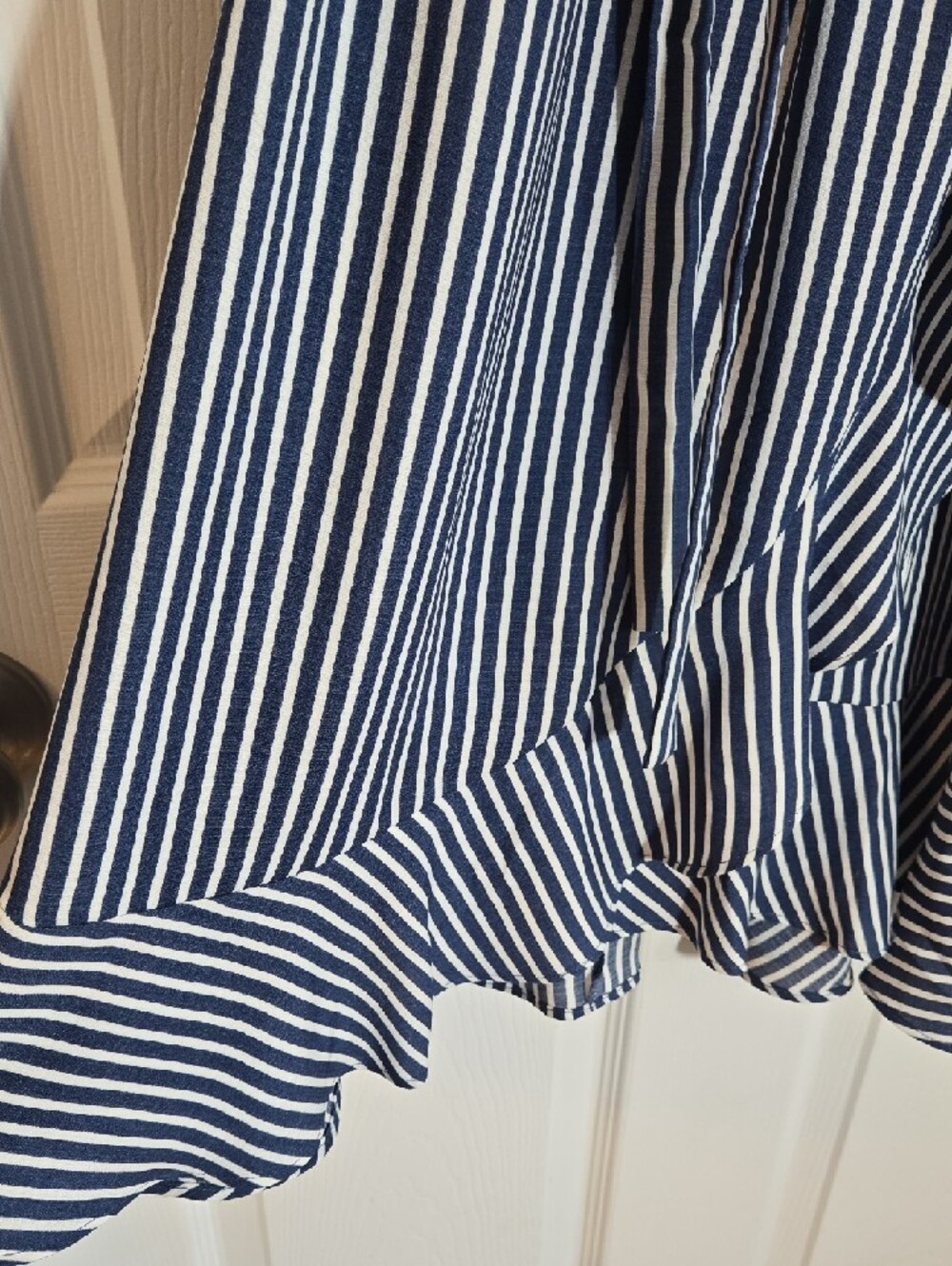 NAIF Navy & White Striped Midi Wrap Dress - Picture 5 of 6